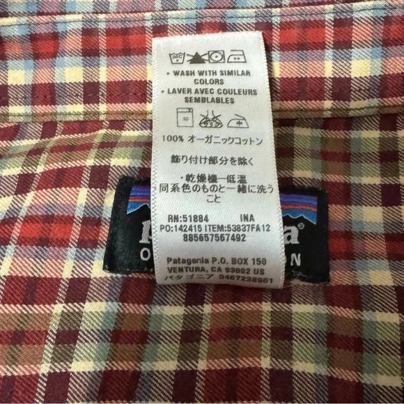 Patagonia | Organic Cotton Dark Red Mini Plaid Button Up Men’s Medium - Picture 7 of 7